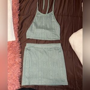 SHEIN Mint Knit Skirt Set